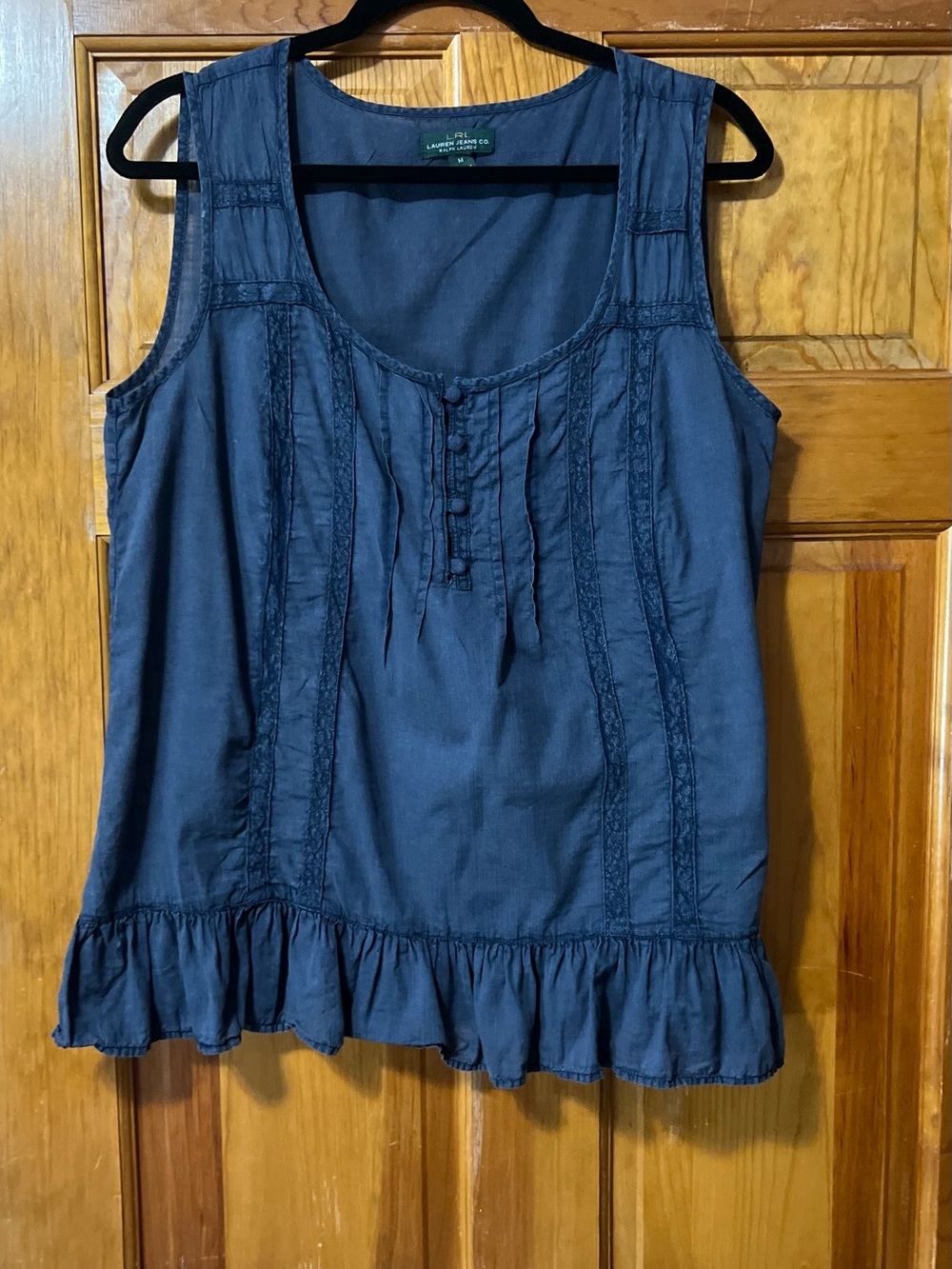 Ralph Lauren Navy Blue Sleeveless Ruffle Hem Camisole